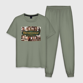 Мужская пижама хлопок с принтом Pathfinder Kingmaker , 100% хлопок | брюки и футболка прямого кроя, без карманов, на брюках мягкая резинка на поясе и по низу штанин
 | 