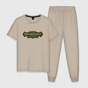 Мужская пижама хлопок с принтом Pathfinder Kingmaker , 100% хлопок | брюки и футболка прямого кроя, без карманов, на брюках мягкая резинка на поясе и по низу штанин
 | 