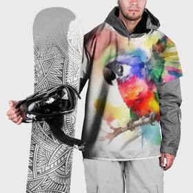 Накидка на куртку 3D с принтом Разноцветный акварельный попугай в Петрозаводске, 100% полиэстер |  | 