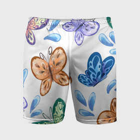 Мужские шорты спортивные с принтом Стая водных бабочек в Курске,  |  | 