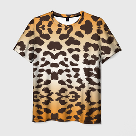 Мужская футболка 3D с принтом Цвет леопарда , 100% полиэфир | прямой крой, круглый вырез горловины, длина до линии бедер | Тематика изображения на принте: 