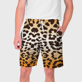 Мужские шорты 3D с принтом Цвет леопарда в Екатеринбурге,  полиэстер 100% | прямой крой, два кармана без застежек по бокам. Мягкая трикотажная резинка на поясе, внутри которой широкие завязки. Длина чуть выше колен | Тематика изображения на принте: 
