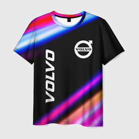 Мужская футболка 3D с принтом Volvo speed lights , 100% полиэфир | прямой крой, круглый вырез горловины, длина до линии бедер | Тематика изображения на принте: 