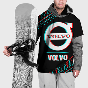 Накидка на куртку 3D с принтом Значок Volvo в стиле glitch на темном фоне в Санкт-Петербурге, 100% полиэстер |  | 