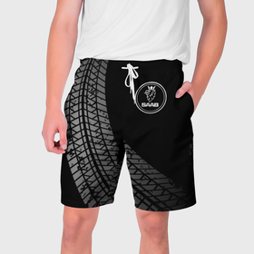 Мужские шорты 3D с принтом Saab tire tracks в Новосибирске,  полиэстер 100% | прямой крой, два кармана без застежек по бокам. Мягкая трикотажная резинка на поясе, внутри которой широкие завязки. Длина чуть выше колен | Тематика изображения на принте: 