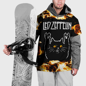 Накидка на куртку 3D с принтом Led Zeppelin рок кот и огонь в Санкт-Петербурге, 100% полиэстер |  | Тематика изображения на принте: 