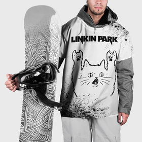 Накидка на куртку 3D с принтом Linkin Park рок кот на светлом фоне в Белгороде, 100% полиэстер |  | Тематика изображения на принте: 