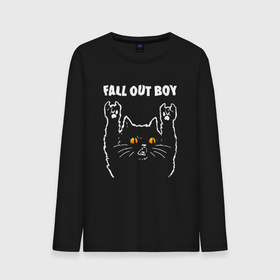 Мужской лонгслив хлопок с принтом Fall Out Boy rock cat в Новосибирске, 100% хлопок |  | 