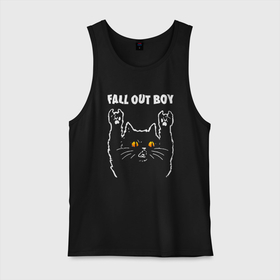 Мужская майка хлопок с принтом Fall Out Boy rock cat в Санкт-Петербурге, 100% хлопок |  | Тематика изображения на принте: 