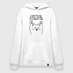 Худи SuperOversize хлопок с принтом Sum41   rock cat в Петрозаводске, 70% хлопок, 30% полиэстер, мягкий начес внутри | карман-кенгуру, эластичная резинка на манжетах и по нижней кромке, двухслойный капюшон
 | 