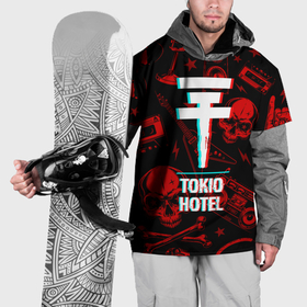 Накидка на куртку 3D с принтом Tokio Hotel rock glitch в Тюмени, 100% полиэстер |  | Тематика изображения на принте: 