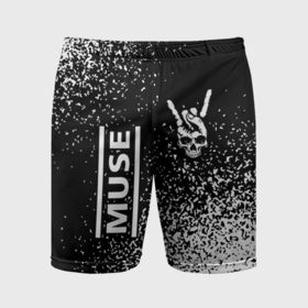 Мужские шорты спортивные с принтом Muse и рок символ на темном фоне ,  |  | 