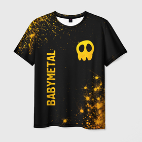 Мужская футболка 3D с принтом Babymetal   gold gradient: надпись, символ в Курске, 100% полиэфир | прямой крой, круглый вырез горловины, длина до линии бедер | 