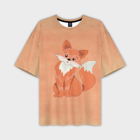 Мужская футболка oversize 3D с принтом Милая лиса в Белгороде,  |  | 