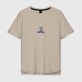 Мужская футболка хлопок Oversize с принтом легкая рудрасана в Кировске, 100% хлопок | свободный крой, круглый ворот, “спинка” длиннее передней части | 