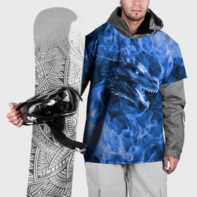 Накидка на куртку 3D с принтом Дракон в синем пламени в Екатеринбурге, 100% полиэстер |  | Тематика изображения на принте: 