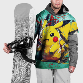 Накидка на куртку 3D с принтом Сердитый Пикачу в Екатеринбурге, 100% полиэстер |  | Тематика изображения на принте: 