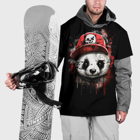 Накидка на куртку 3D с принтом Панда в бейсболке граффити , 100% полиэстер |  | Тематика изображения на принте: 