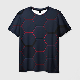 Мужская футболка 3D с принтом Светящиеся стальная броня , 100% полиэфир | прямой крой, круглый вырез горловины, длина до линии бедер | 