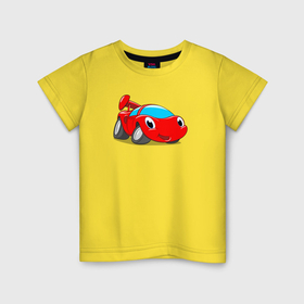 Детская футболка хлопок с принтом Гоночная машинка в Екатеринбурге, 100% хлопок | круглый вырез горловины, полуприлегающий силуэт, длина до линии бедер | 