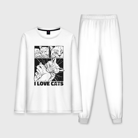 Мужская пижама с лонгсливом хлопок с принтом I love cats comic в Курске,  |  | 
