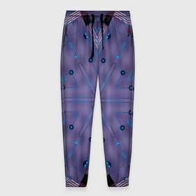 Мужские брюки 3D с принтом Техно фиолетовая броня в Новосибирске, 100% полиэстер | манжеты по низу, эластичный пояс регулируется шнурком, по бокам два кармана без застежек, внутренняя часть кармана из мелкой сетки | 
