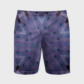 Мужские шорты спортивные с принтом Техно фиолетовая броня в Кировске,  |  | 