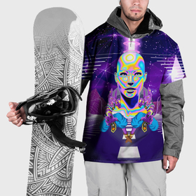 Накидка на куртку 3D с принтом Goddess with two Beerus   vaporwave в Тюмени, 100% полиэстер |  | 