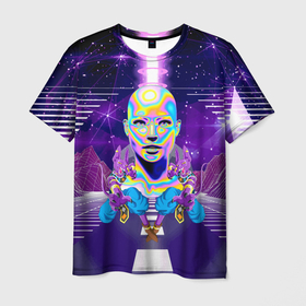 Мужская футболка 3D с принтом Goddess with two Beerus   vaporwave в Санкт-Петербурге, 100% полиэфир | прямой крой, круглый вырез горловины, длина до линии бедер | 