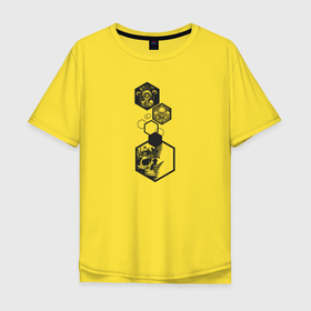 Мужская футболка хлопок Oversize с принтом Геометрическая грибная абстракция в Курске, 100% хлопок | свободный крой, круглый ворот, “спинка” длиннее передней части | 