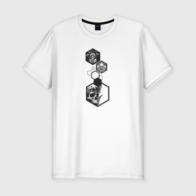 Мужская футболка хлопок Slim с принтом Геометрическая грибная абстракция в Санкт-Петербурге, 92% хлопок, 8% лайкра | приталенный силуэт, круглый вырез ворота, длина до линии бедра, короткий рукав | 
