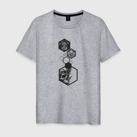 Мужская футболка хлопок с принтом Геометрическая грибная абстракция , 100% хлопок | прямой крой, круглый вырез горловины, длина до линии бедер, слегка спущенное плечо. | Тематика изображения на принте: 