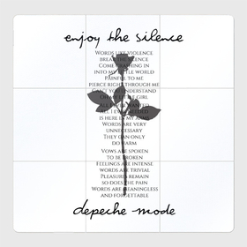 Магнитный плакат 3Х3 с принтом Depeche Mode   Enjoy the Silence lyrics white , Полимерный материал с магнитным слоем | 9 деталей размером 9*9 см | Тематика изображения на принте: 
