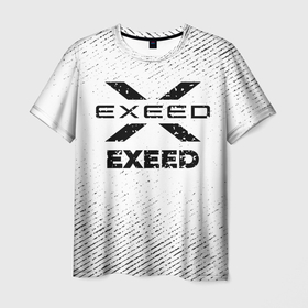 Мужская футболка 3D с принтом Exeed с потертостями на светлом фоне в городе Новоалтайск, 100% полиэфир | прямой крой, круглый вырез горловины, длина до линии бедер | 