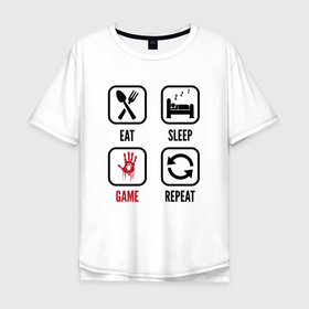 Мужская футболка хлопок Oversize с принтом Eat   sleep   Death Stranding   repeat в Тюмени, 100% хлопок | свободный крой, круглый ворот, “спинка” длиннее передней части | 