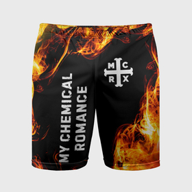 Мужские шорты спортивные с принтом My Chemical Romance и пылающий огонь в Белгороде,  |  | 
