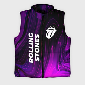 Мужской жилет утепленный 3D с принтом Rolling Stones violet plasma ,  |  | Тематика изображения на принте: 