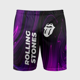 Мужские шорты спортивные с принтом Rolling Stones violet plasma ,  |  | Тематика изображения на принте: 