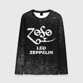 Мужской лонгслив 3D с принтом Led Zeppelin с потертостями на темном фоне в Белгороде, 100% полиэстер | длинные рукава, круглый вырез горловины, полуприлегающий силуэт | 