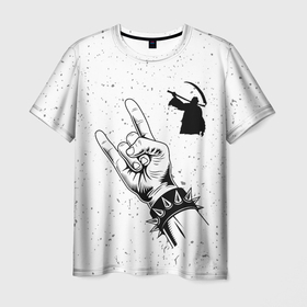 Мужская футболка 3D с принтом Children of Bodom и рок символ в Тюмени, 100% полиэфир | прямой крой, круглый вырез горловины, длина до линии бедер | 