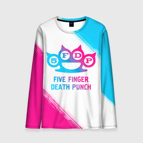 Мужской лонгслив 3D с принтом Five Finger Death Punch neon gradient style в Курске, 100% полиэстер | длинные рукава, круглый вырез горловины, полуприлегающий силуэт | 