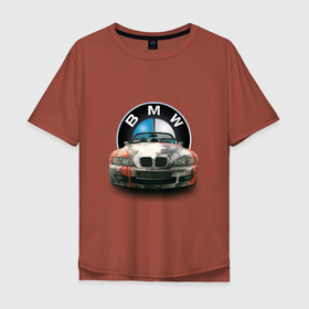 Мужская футболка хлопок Oversize с принтом Кабриолет родстер BMW Z4 , 100% хлопок | свободный крой, круглый ворот, “спинка” длиннее передней части | 