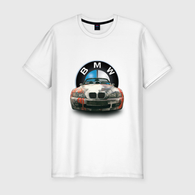 Мужская футболка хлопок Slim с принтом Кабриолет родстер BMW Z4 в Новосибирске, 92% хлопок, 8% лайкра | приталенный силуэт, круглый вырез ворота, длина до линии бедра, короткий рукав | 