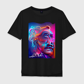Мужская футболка хлопок Oversize с принтом Salvador Dali   self portrait   surrealism , 100% хлопок | свободный крой, круглый ворот, “спинка” длиннее передней части | 