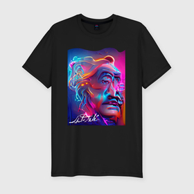 Мужская футболка хлопок Slim с принтом Salvador Dali   self portrait   surrealism в Петрозаводске, 92% хлопок, 8% лайкра | приталенный силуэт, круглый вырез ворота, длина до линии бедра, короткий рукав | 