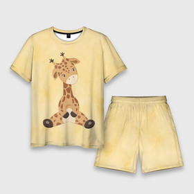 Мужской костюм с шортами 3D с принтом Малыш жираф в Тюмени,  |  | Тематика изображения на принте: 