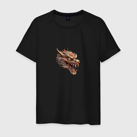 Мужская футболка хлопок с принтом Японский дракон Irezumi , 100% хлопок | прямой крой, круглый вырез горловины, длина до линии бедер, слегка спущенное плечо. | 