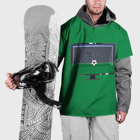 Накидка на куртку 3D с принтом Футбольный мяч и ворота на экране монитора в Курске, 100% полиэстер |  | Тематика изображения на принте: 