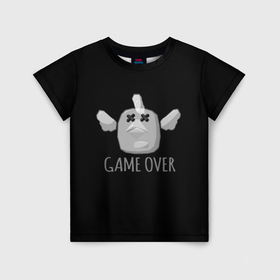 Детская футболка 3D с принтом Chicken Gun Game over в Петрозаводске, 100% гипоаллергенный полиэфир | прямой крой, круглый вырез горловины, длина до линии бедер, чуть спущенное плечо, ткань немного тянется | 