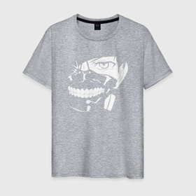 Мужская футболка хлопок с принтом Tokyo Ghoul art black and white в Новосибирске, 100% хлопок | прямой крой, круглый вырез горловины, длина до линии бедер, слегка спущенное плечо. | Тематика изображения на принте: 